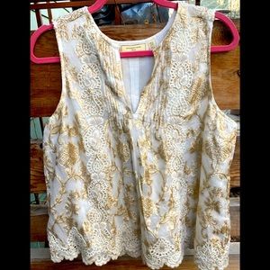 Anthropologie Moulinette Soeures Gold Lace Top 10